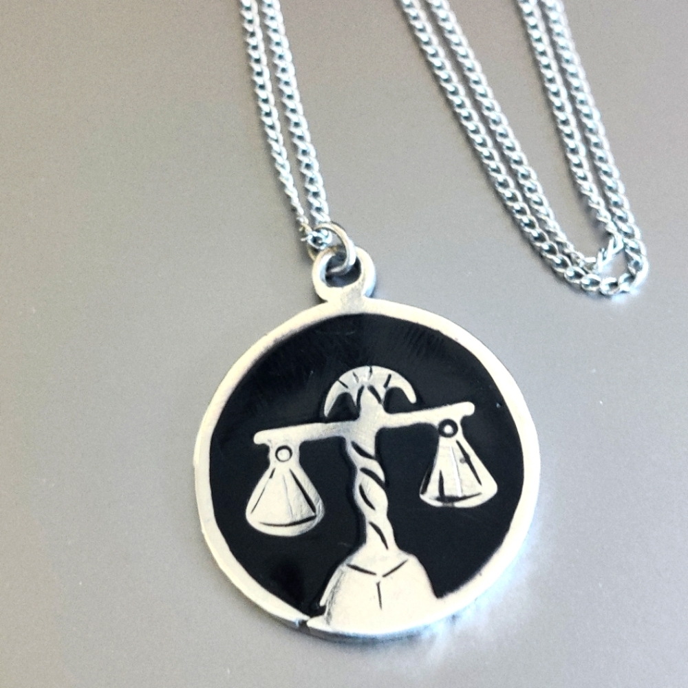 Vintage Sterling Silver Necklace Libra Zodiac The Scale of Justice